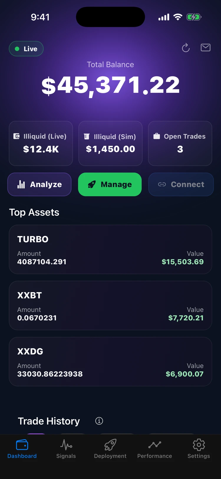 The BeNow dashboard showing a live total balance and top assets